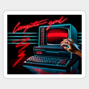 80s COMPUTER GIRL Sticker